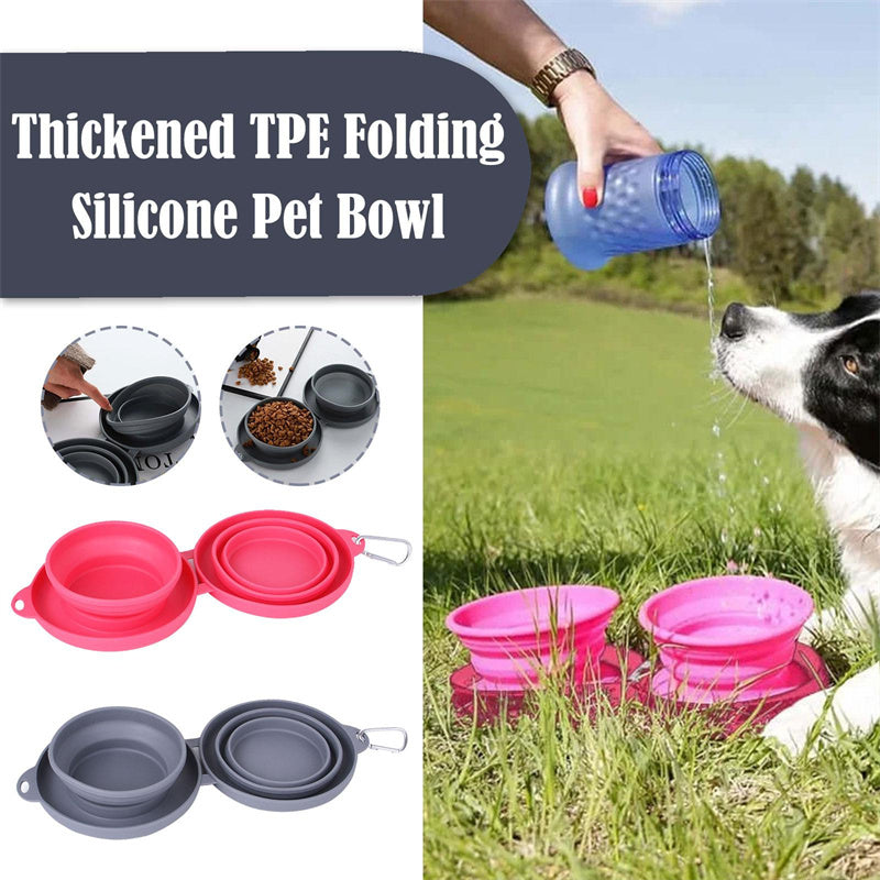 Rubber Foldable Double Pet Feeding Bowl - Pet Mode 