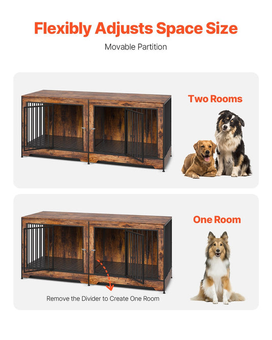 75" Double Dog Crate Furniture - Pet Mode 