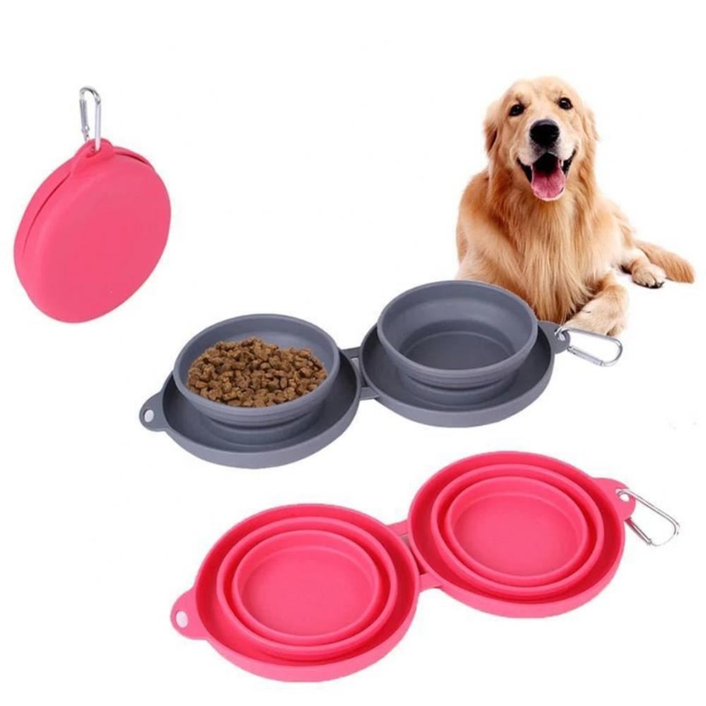 Rubber Foldable Double Pet Feeding Bowl - Pet Mode 