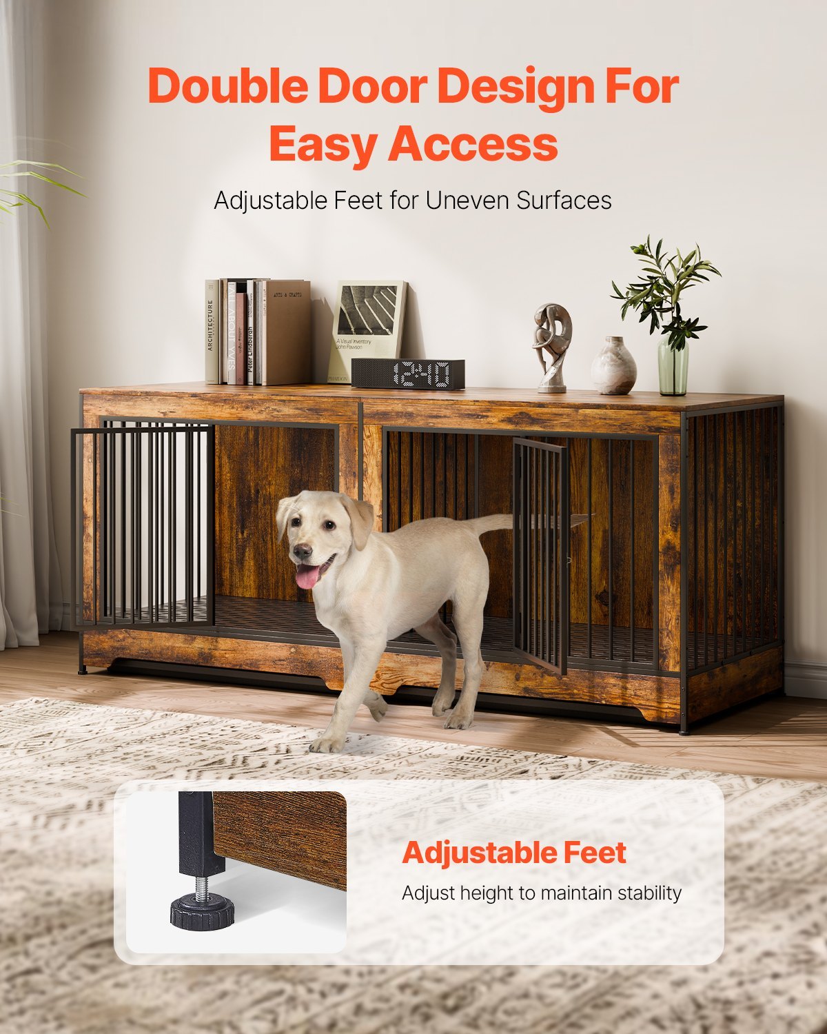 75" Double Dog Crate Furniture - Pet Mode 