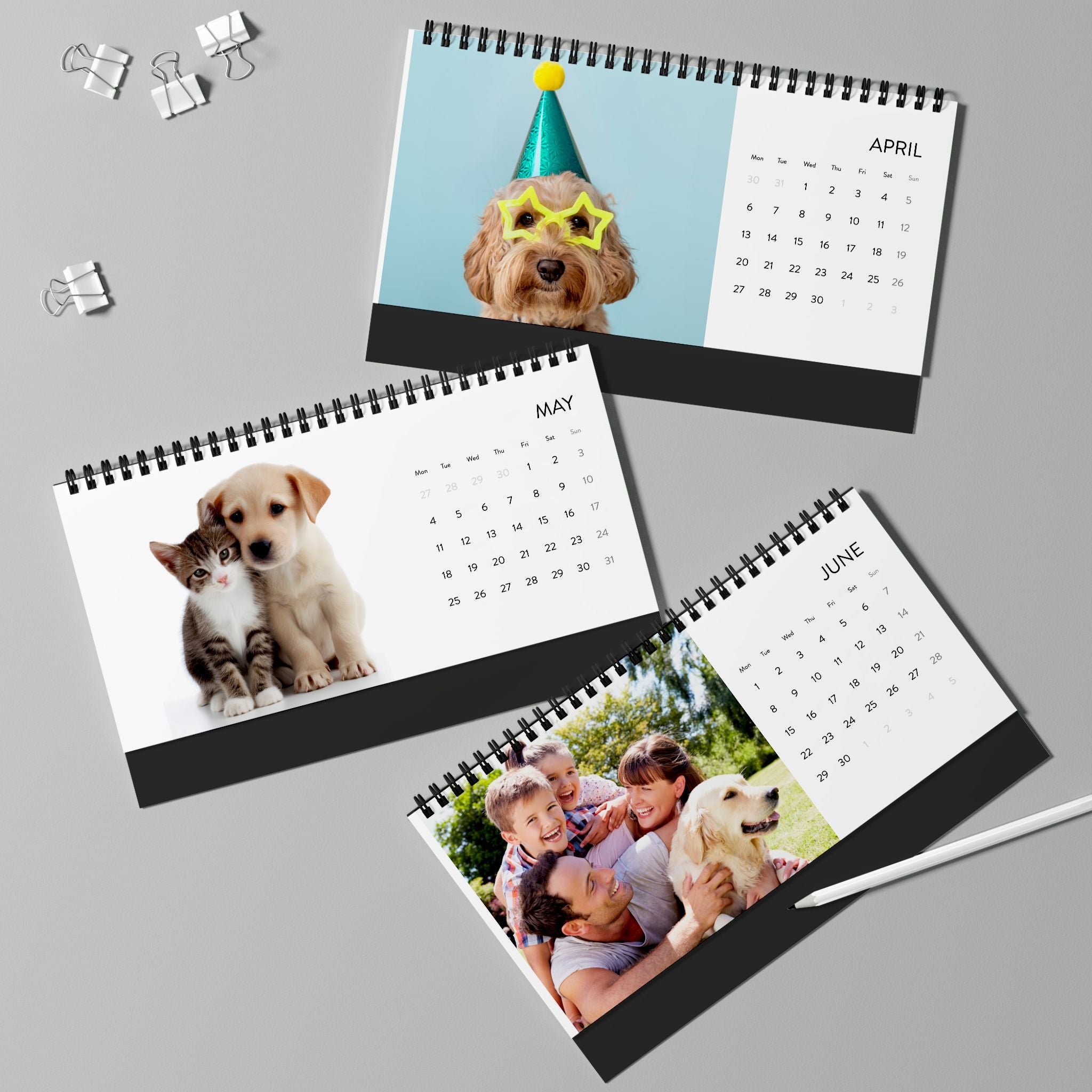 2026 Simplex Desk Calendar – Horizontal Photo Grid Planner