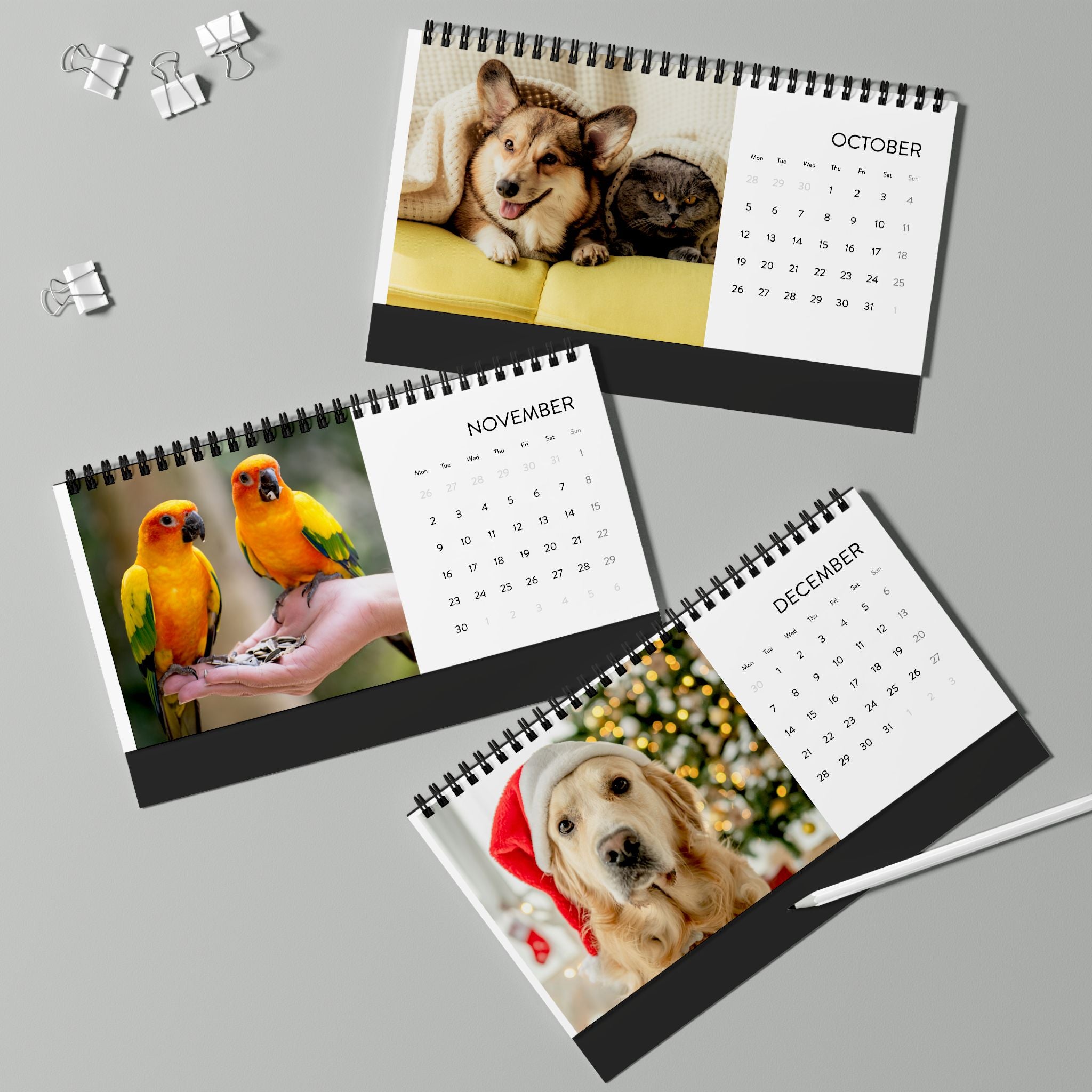 2026 Simplex Desk Calendar – Horizontal Photo Grid Planner