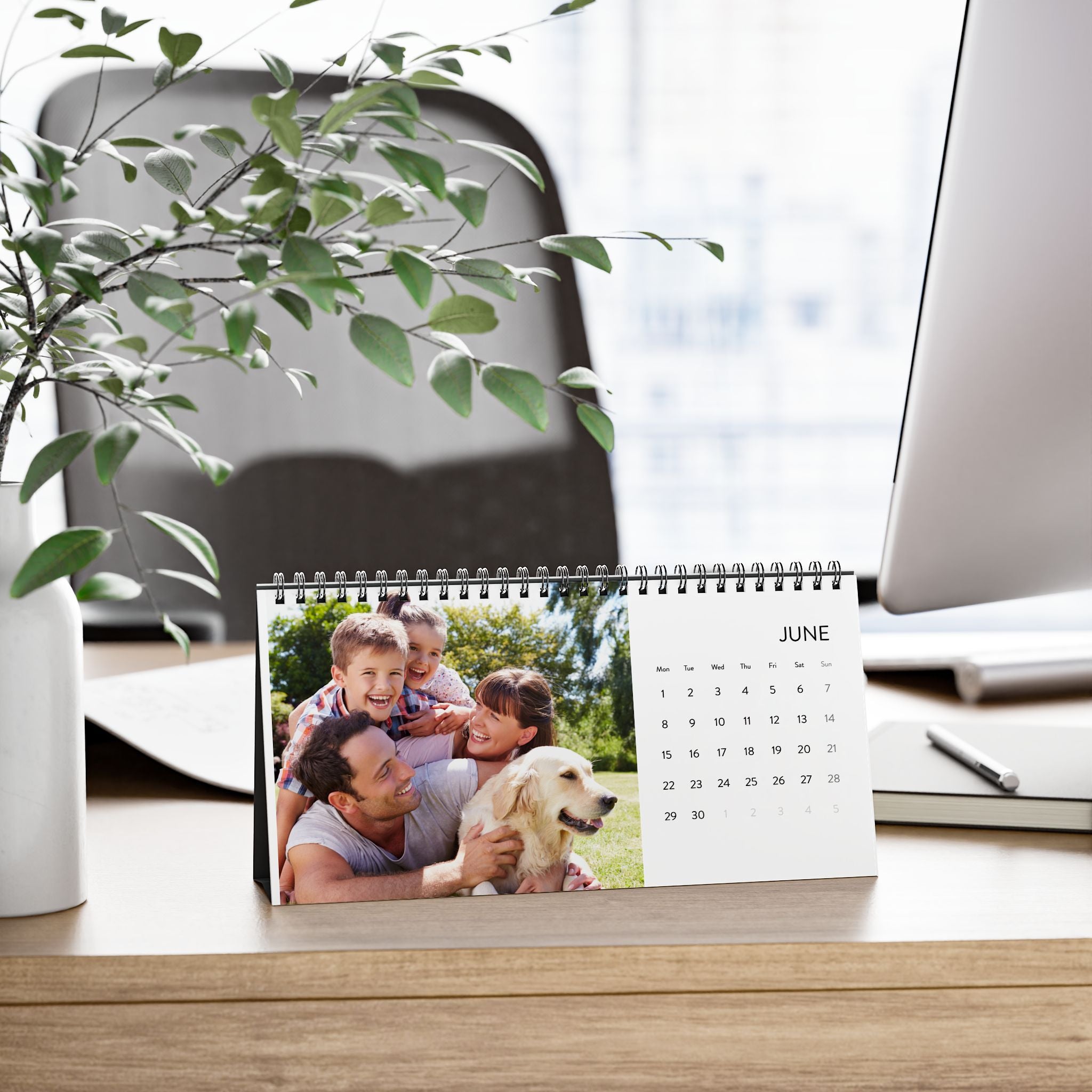 2026 Simplex Desk Calendar – Horizontal Photo Grid Planner