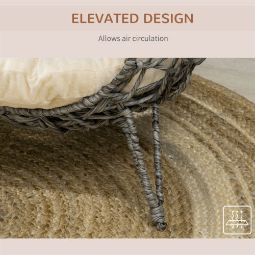 PawHut Rattan Elevated Cat Bed - Pet Mode 