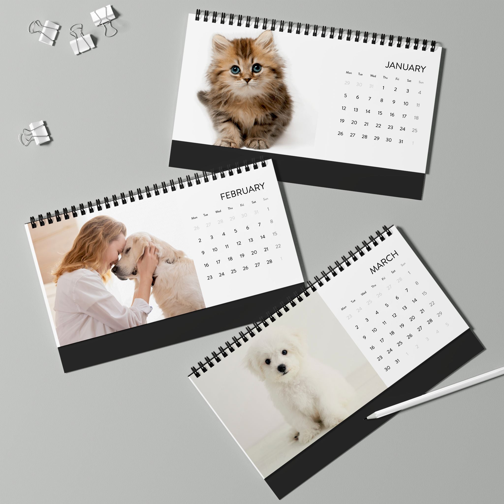 2026 Simplex Desk Calendar – Horizontal Photo Grid Planner