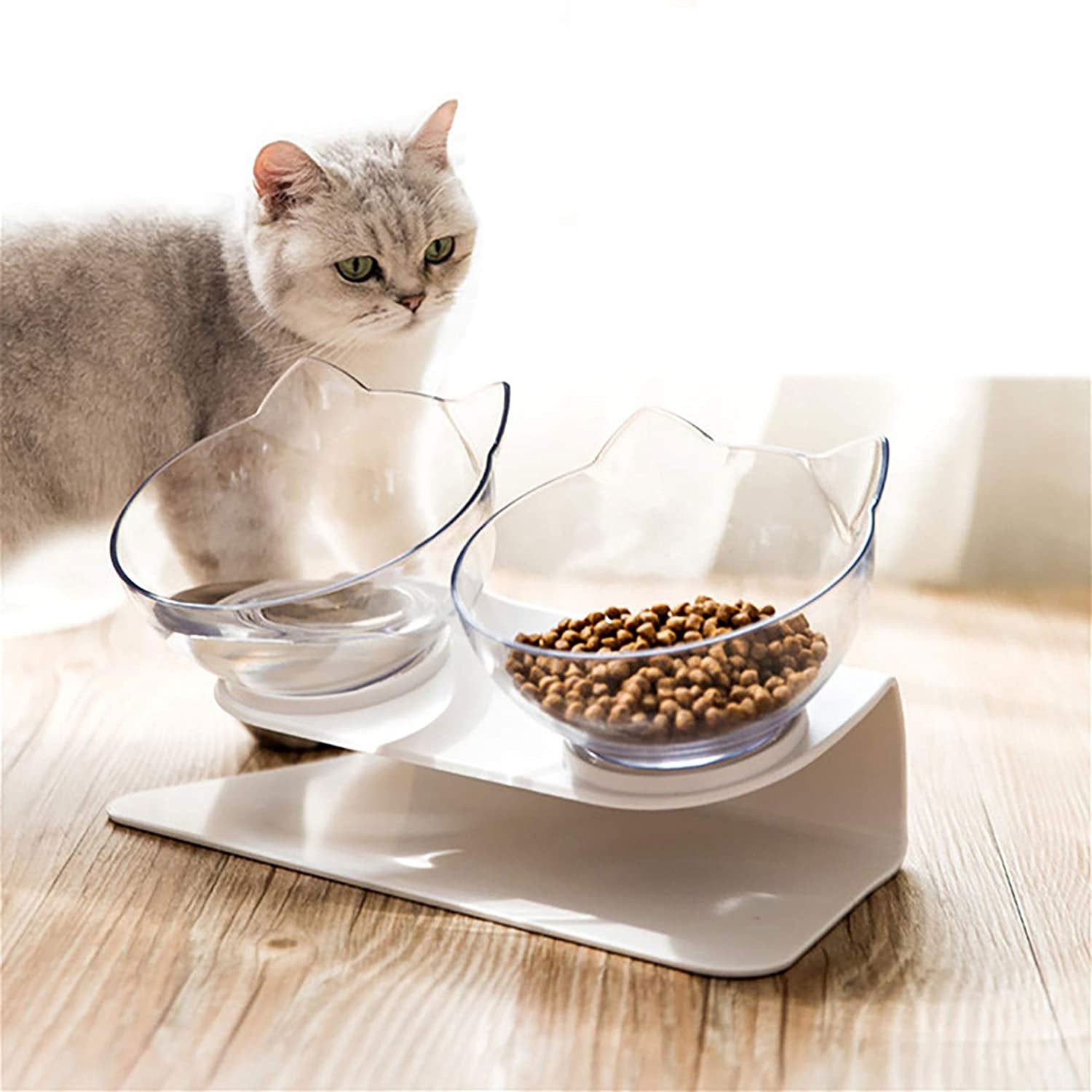 Non Slip Double Cat Bowl With Raised Stand - Pet Mode 