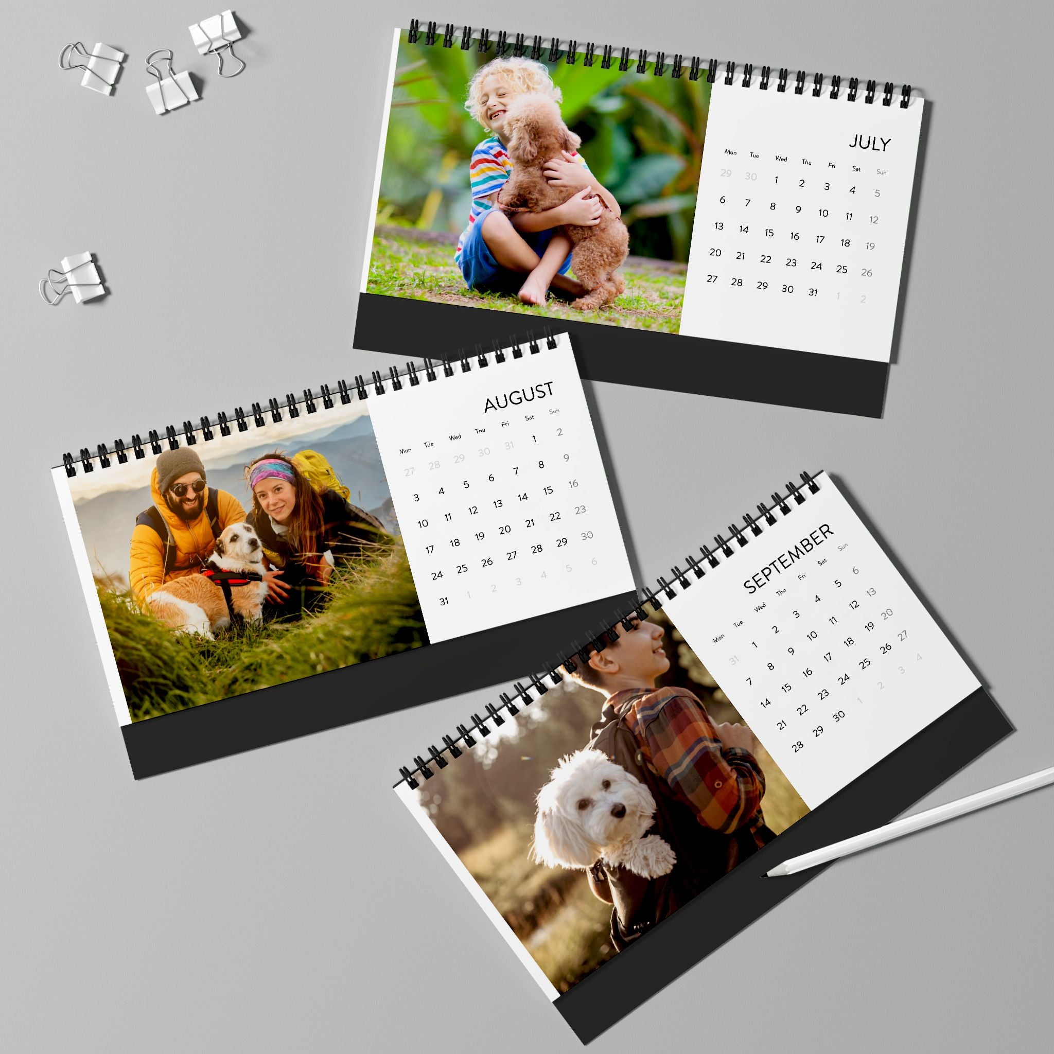 2026 Simplex Desk Calendar – Horizontal Photo Grid Planner