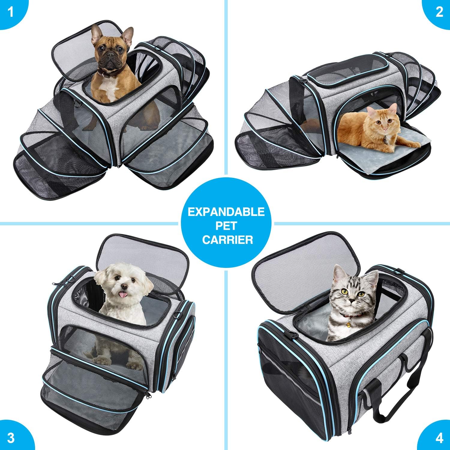 Expandable Pet Carrier Bag | Foldable Travel Carrier for Cats & Small Dogs - Pet Mode 