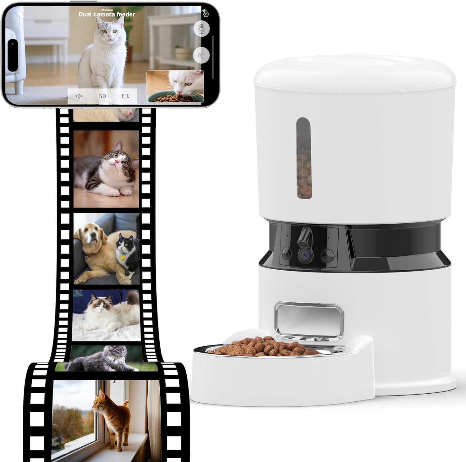 1080P HD Camera Automatic Cat & Dog Feeder - Pet Mode 