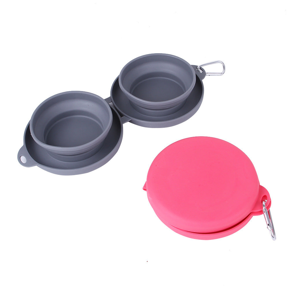 Rubber Foldable Double Pet Feeding Bowl - Pet Mode 