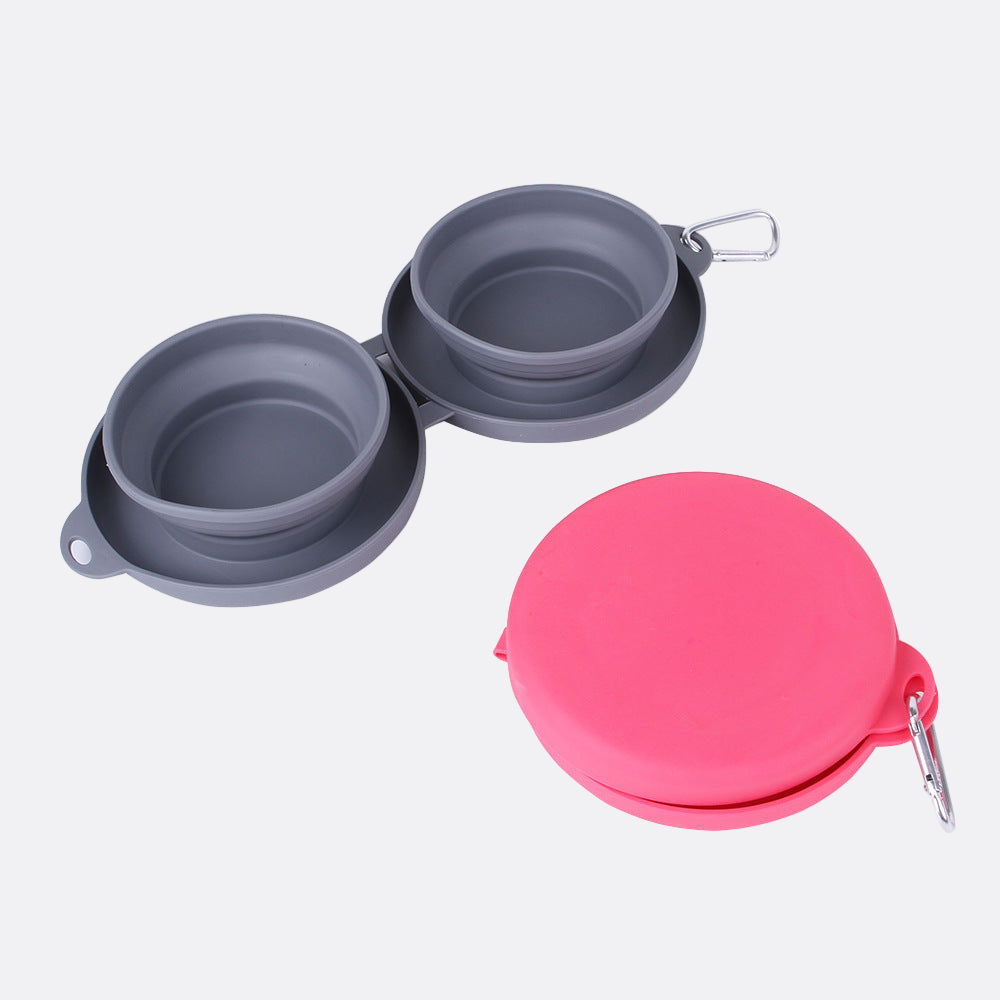 Rubber Foldable Double Pet Feeding Bowl - Pet Mode 