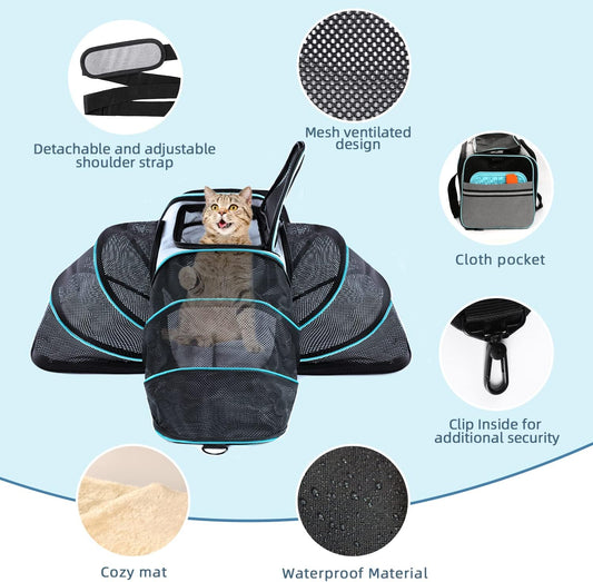 Expandable Pet Carrier Bag | Foldable Travel Carrier for Cats & Small Dogs - Pet Mode 