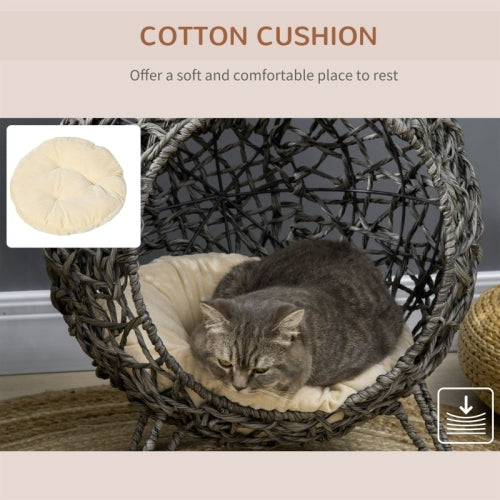 PawHut Rattan Elevated Cat Bed - Pet Mode 