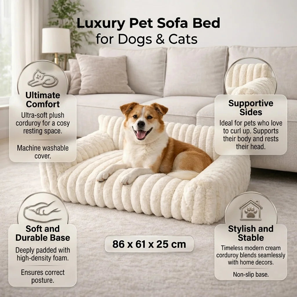 Luxury Corduroy Pet Sofa Bed for Dogs & Cats