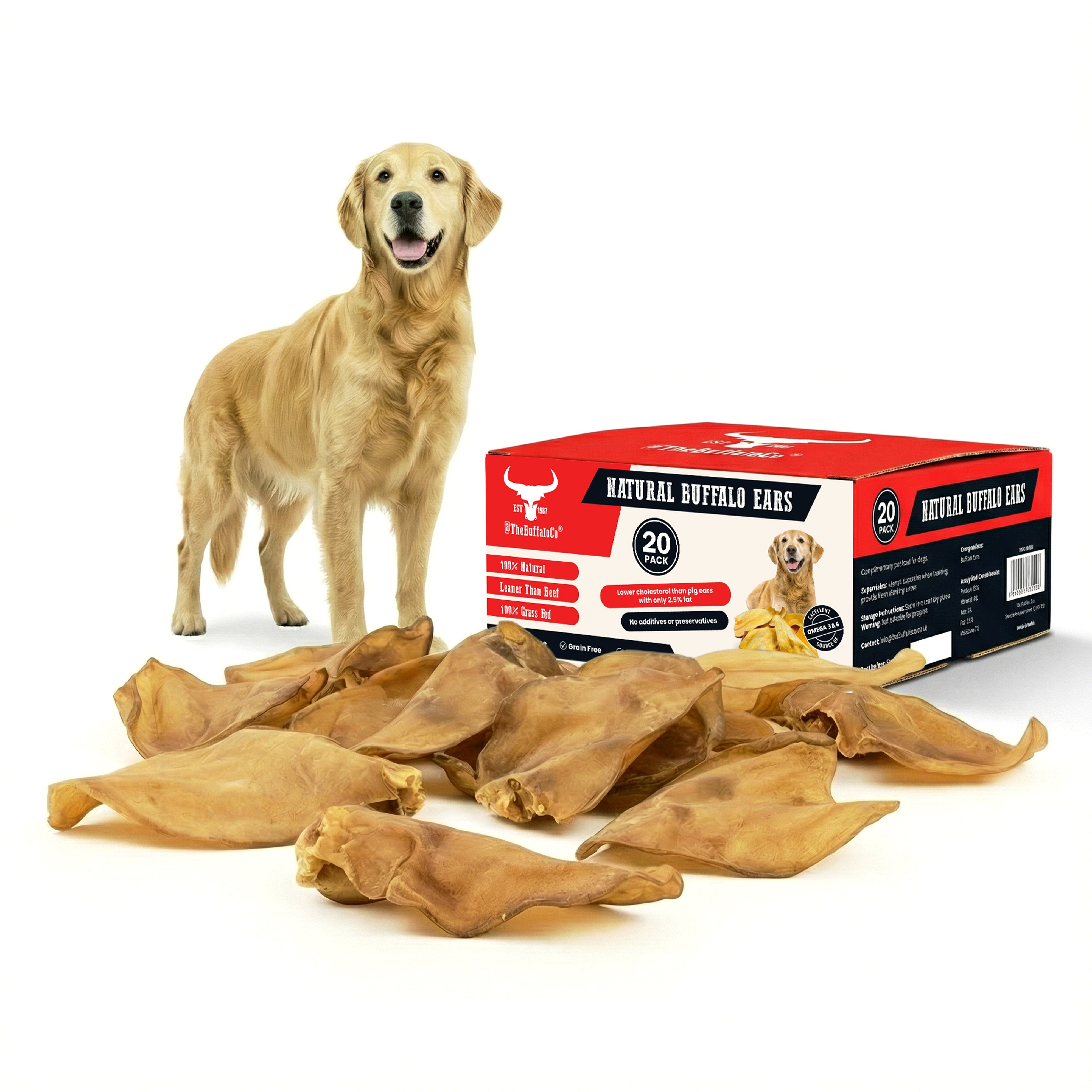 Buffalo Ears - Dog Treats - 20 Ears Box - Pet Mode 