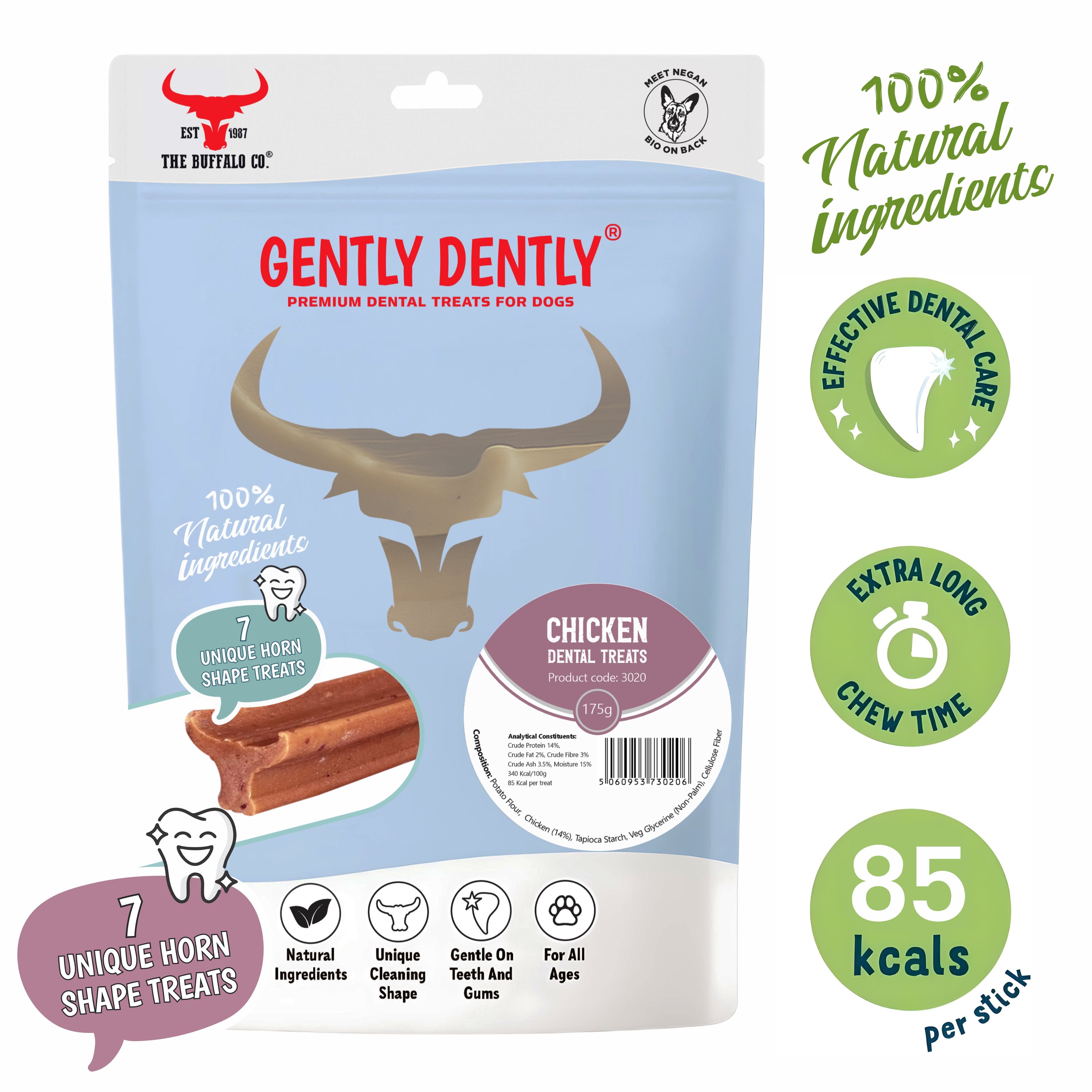 Gently Dently- Chicken Dental Treats for Dogs 175g - Pet Mode 