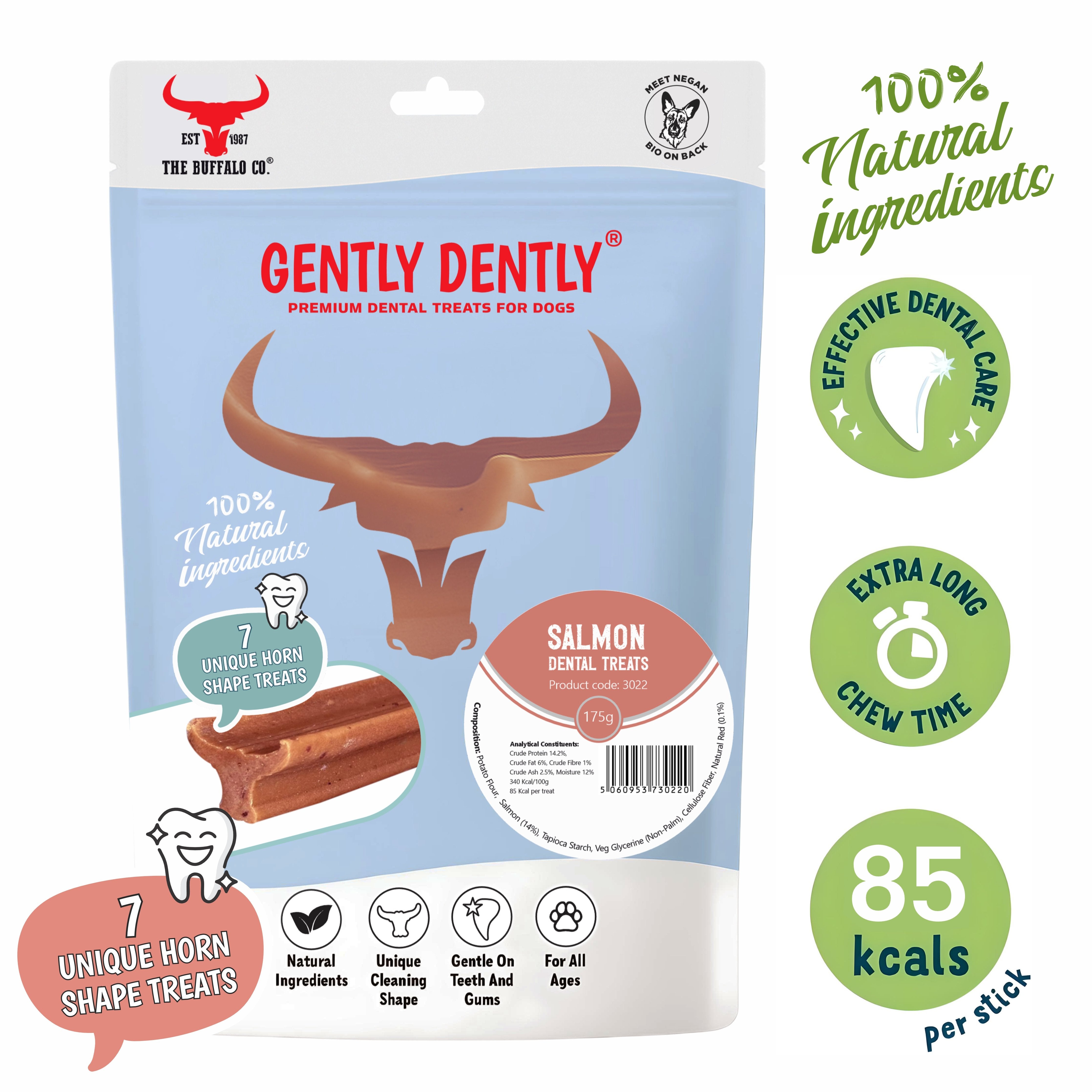 Gently Dently- Salmon Dental Treats for Dogs 175g - Pet Mode 