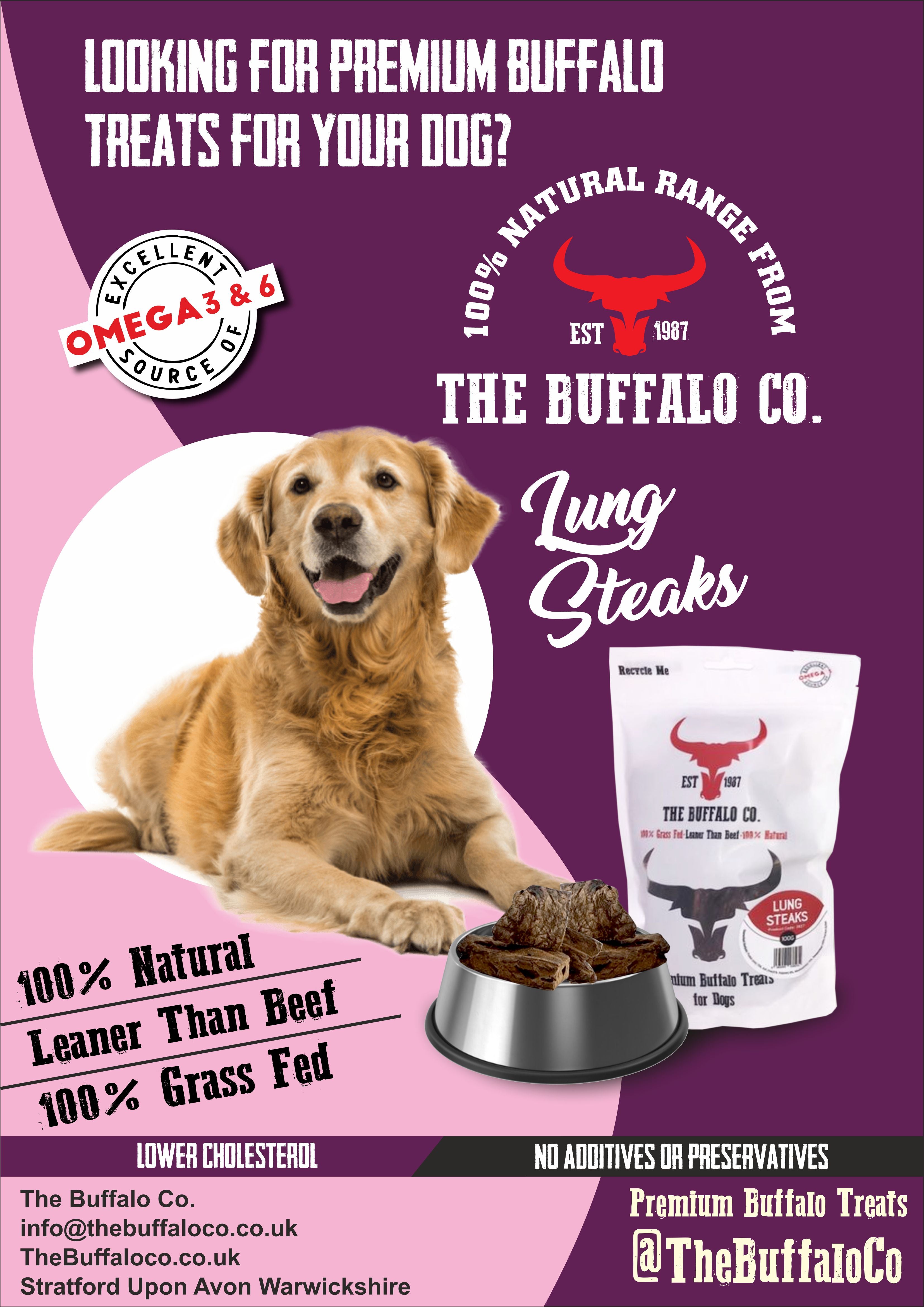 Buffalo Lung Steaks - Dog Treats - 1kg - Pet Mode 
