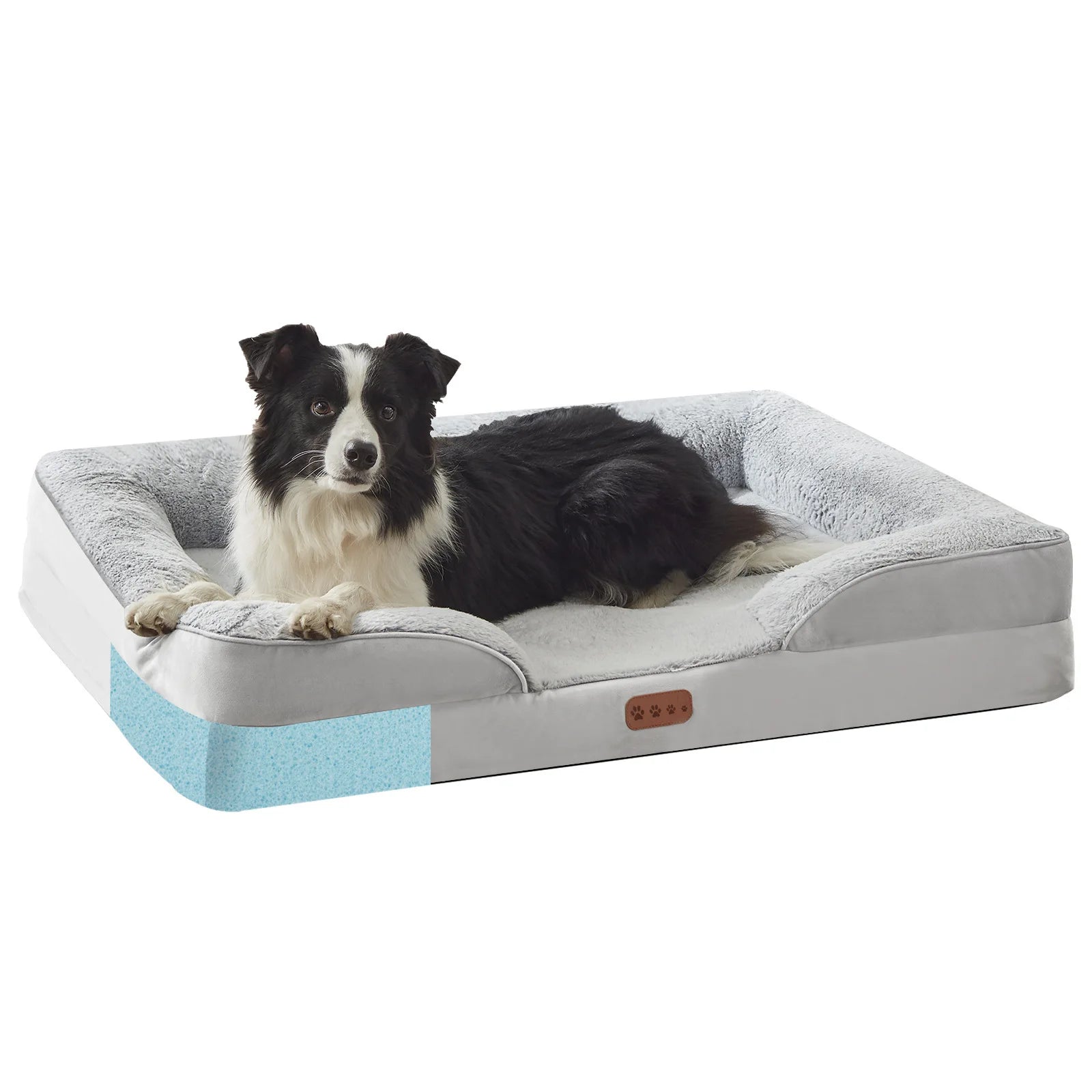 Orthopedic Memory Foam Dog Bed with C-Shaped Armrest | Waterproof & Washable