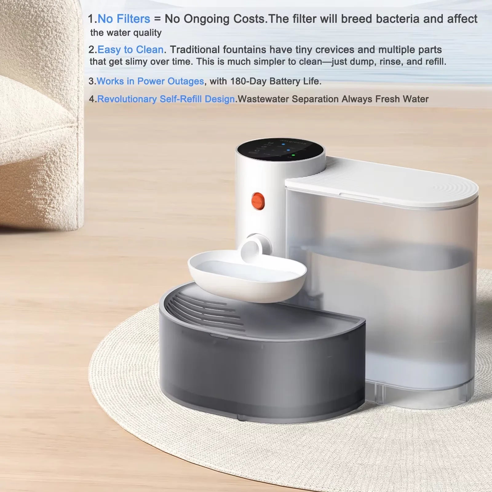 Automatic Cordless Pet Water Fountain – 3000ML Smart Water Dispenser - Pet Mode 