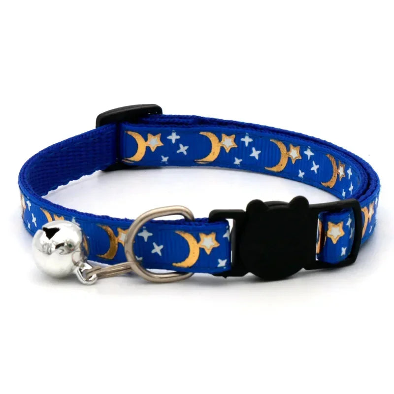 Glow in the Dark Pet Collar with Bell | Stars & Moon Design