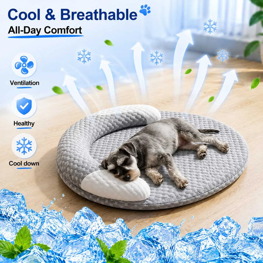 Cooling Pet Bed with Ice Silk Fabric | Breathable Summer Sofa Bed for Dogs & Cats - Pet Mode 