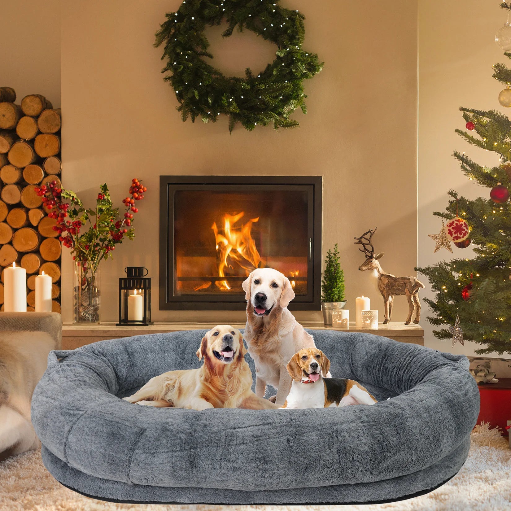 Human-Sized Dog Bed with Blanket – Extra Large Orthopedic Pet Sofa Bed for Dogs & Pet Lovers