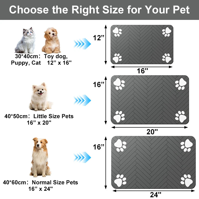 Absorbent Pet Feeding Mat | Waterproof Non-Slip Food & Water Bowl Mat - Pet Mode 
