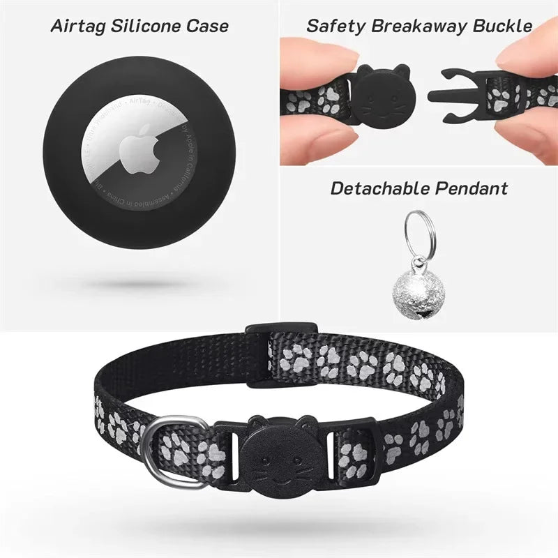 Reflective AirTag Cat Collar | Breakaway Safety Collar with Bell