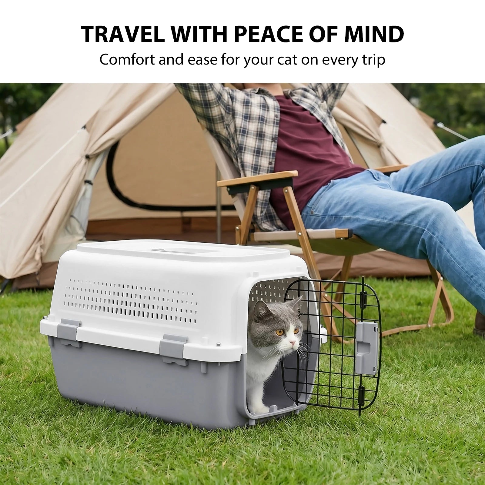 Hard-Sided Pet Carrier – Two-Door Top-Load Travel Kennel for Cats & Dogs - Pet Mode 