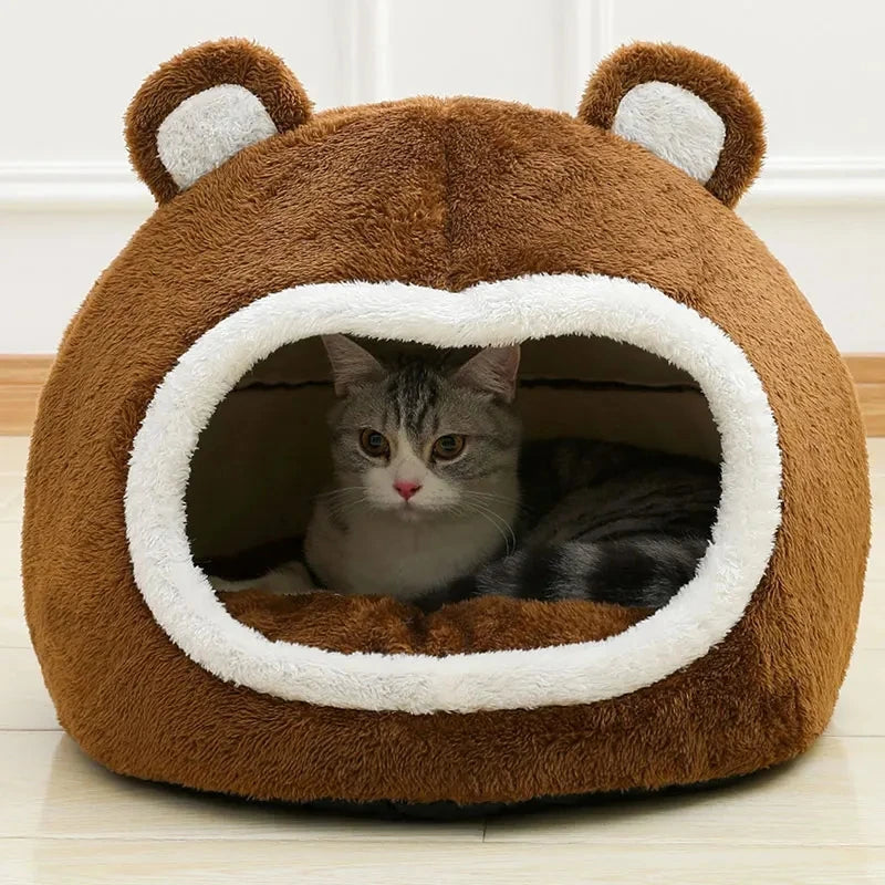 Winter Plush Cat Bed | Cosy Lounger for Cats & Small Dogs - Pet Mode 