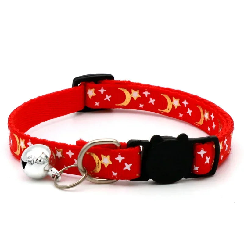 Glow in the Dark Pet Collar with Bell | Stars & Moon Design