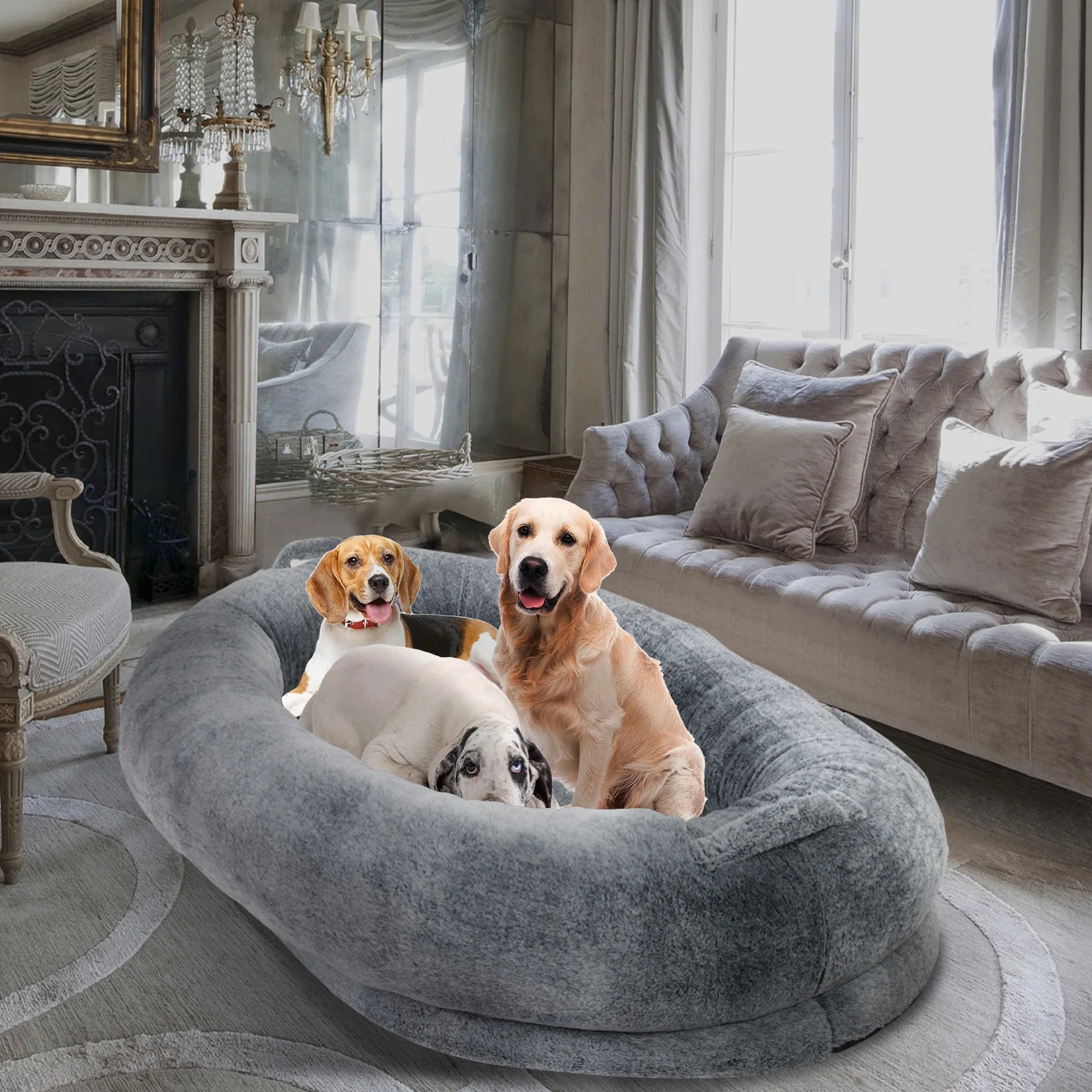 Human-Sized Dog Bed with Blanket – Extra Large Orthopedic Pet Sofa Bed for Dogs & Pet Lovers
