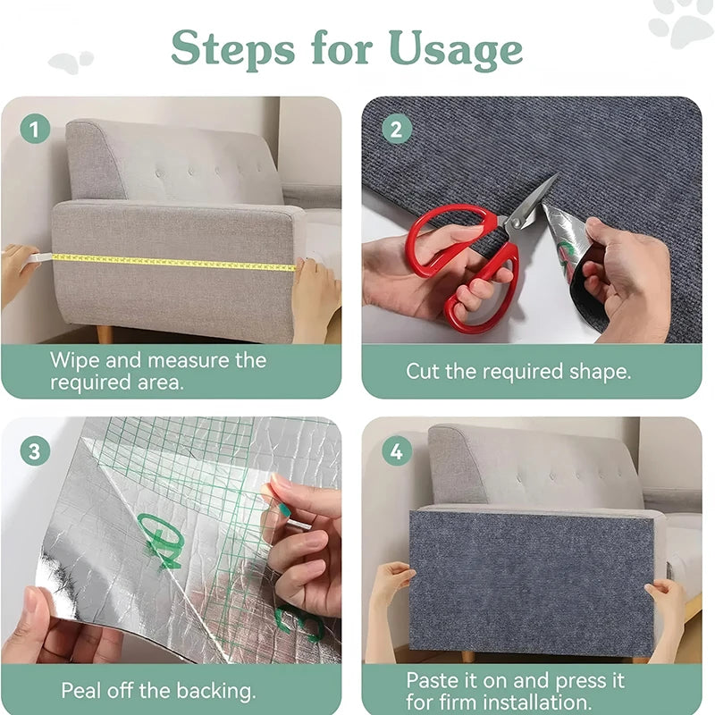 Self-Adhesive Cat Scratching Carpet | Trim-to-Fit Scratch Pad for Cat Trees & Furniture - Pet Mode 