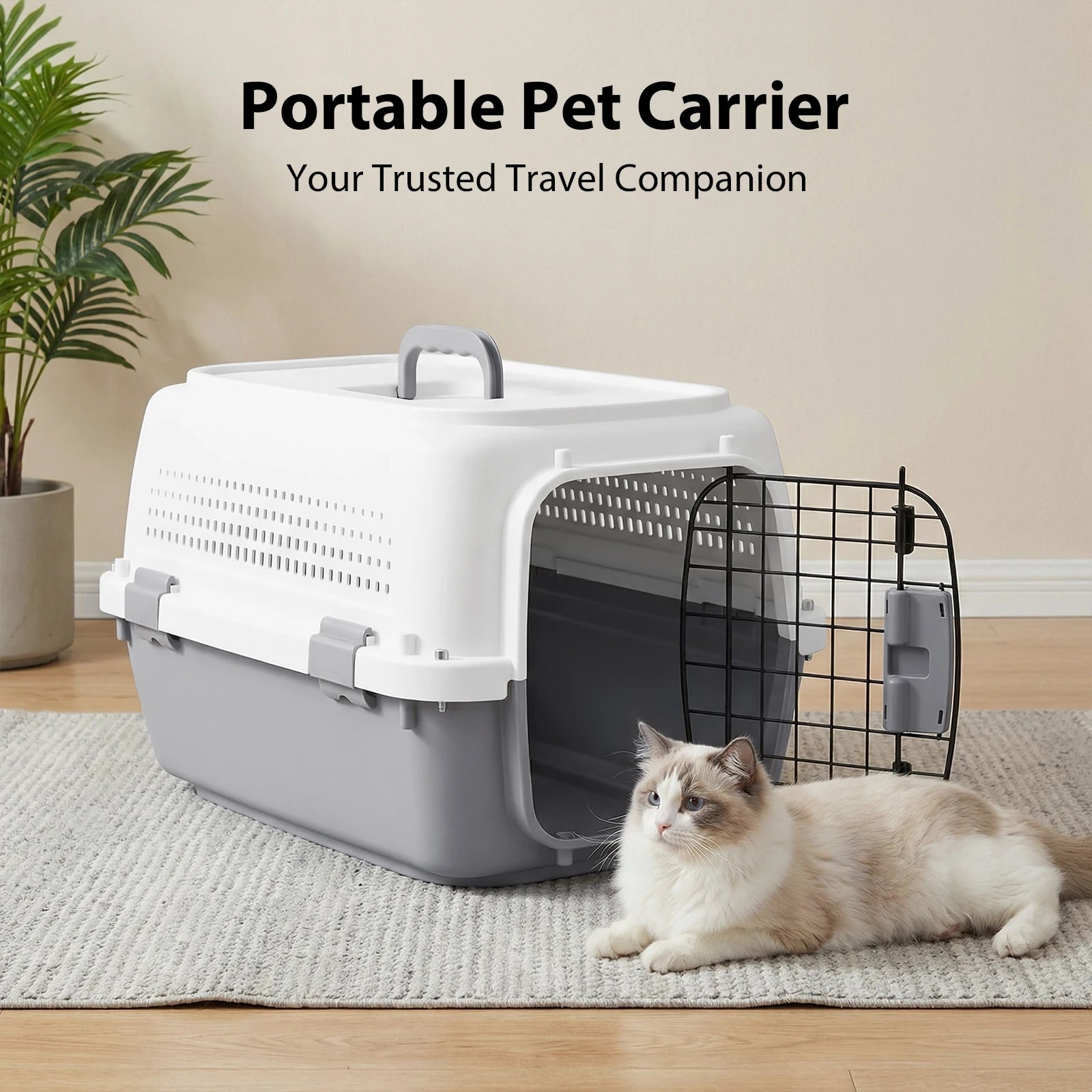 Hard-Sided Pet Carrier – Two-Door Top-Load Travel Kennel for Cats & Dogs - Pet Mode 