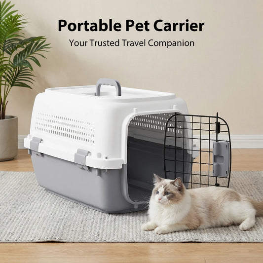 Hard-Sided Pet Carrier – Two-Door Top-Load Travel Kennel for Cats & Dogs - Pet Mode 