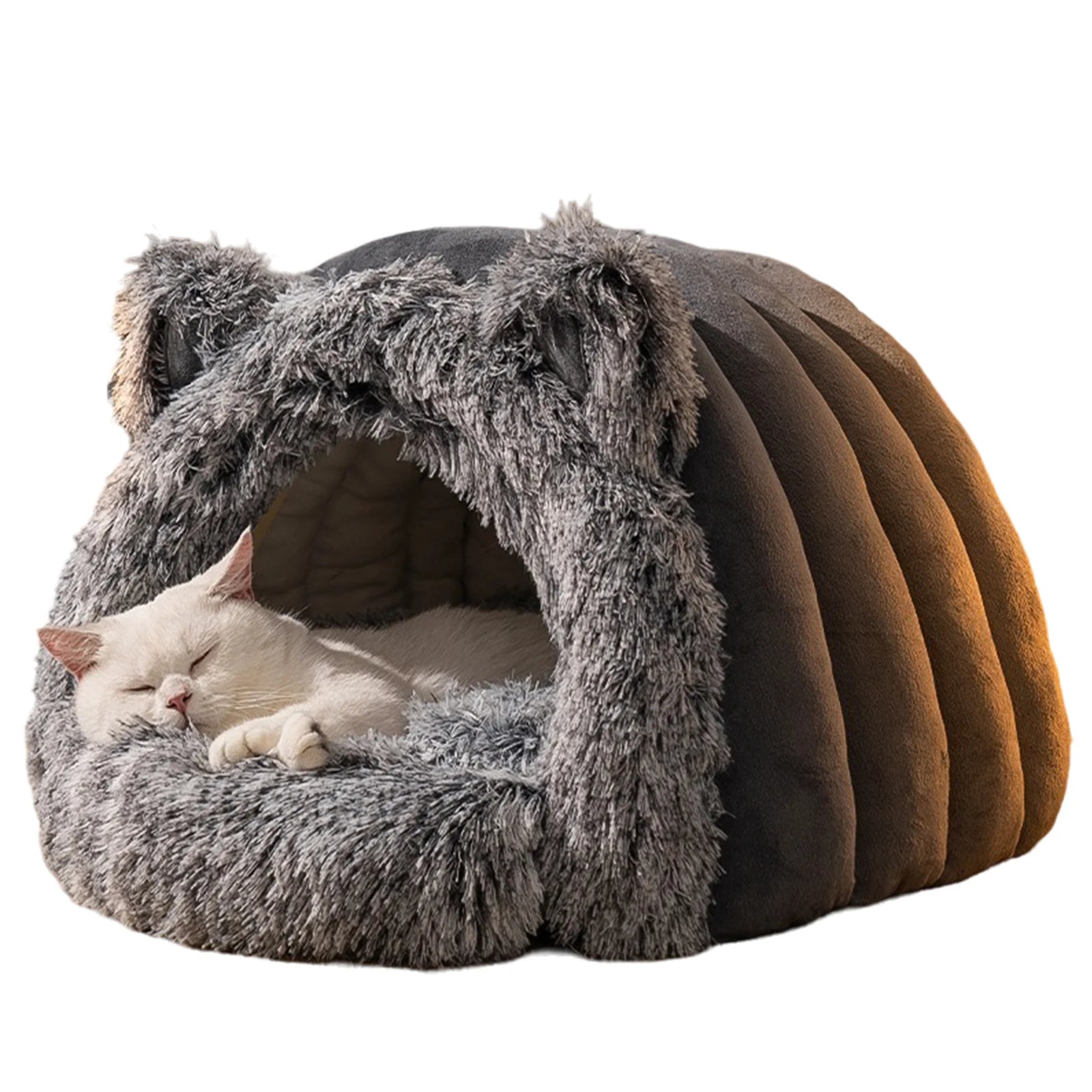 COZY Soft Plush Hooded Cat Bed - Pet Mode 
