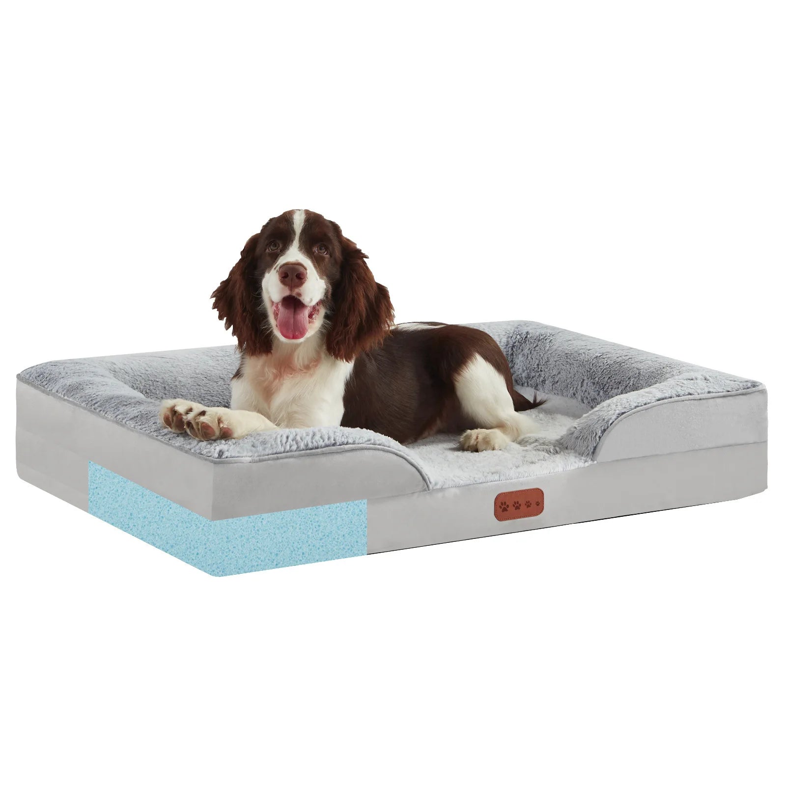 Orthopedic Memory Foam Dog Bed with C-Shaped Armrest | Waterproof & Washable