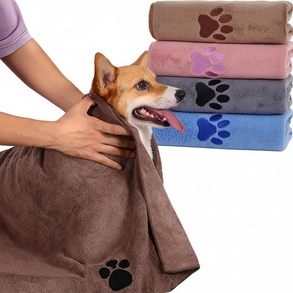 Quick-Dry Dog & Cat Towel | Ultra Absorbent Pet Bath & Paw Drying Cloth