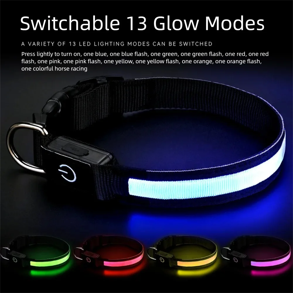 USB Rechargeable LED Dog Collar | High Visibility Night Safety Collar