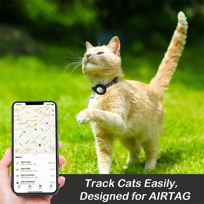 Reflective AirTag Cat Collar | Breakaway Safety Collar with Bell