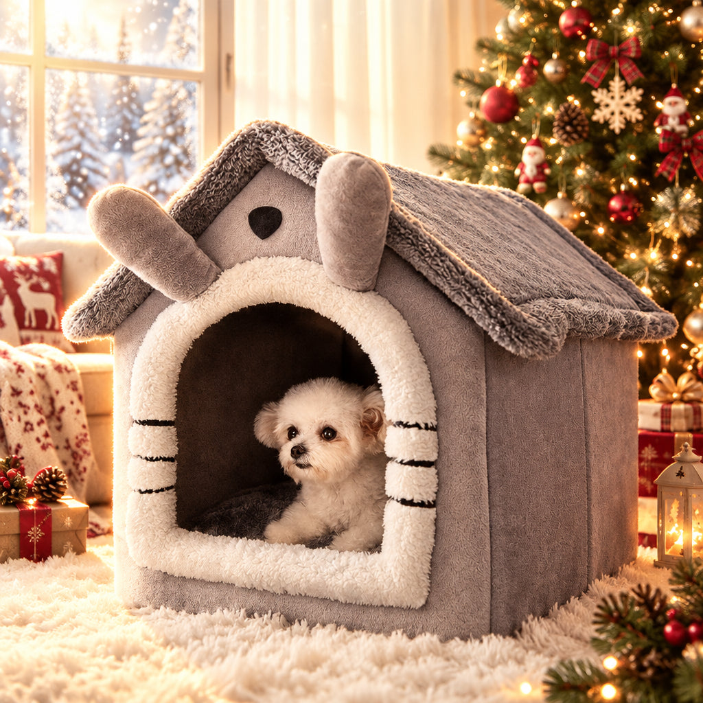 Cosy Pet House Bed for Cats & Small Dogs | Soft Washable Fleece - Pet Mode 