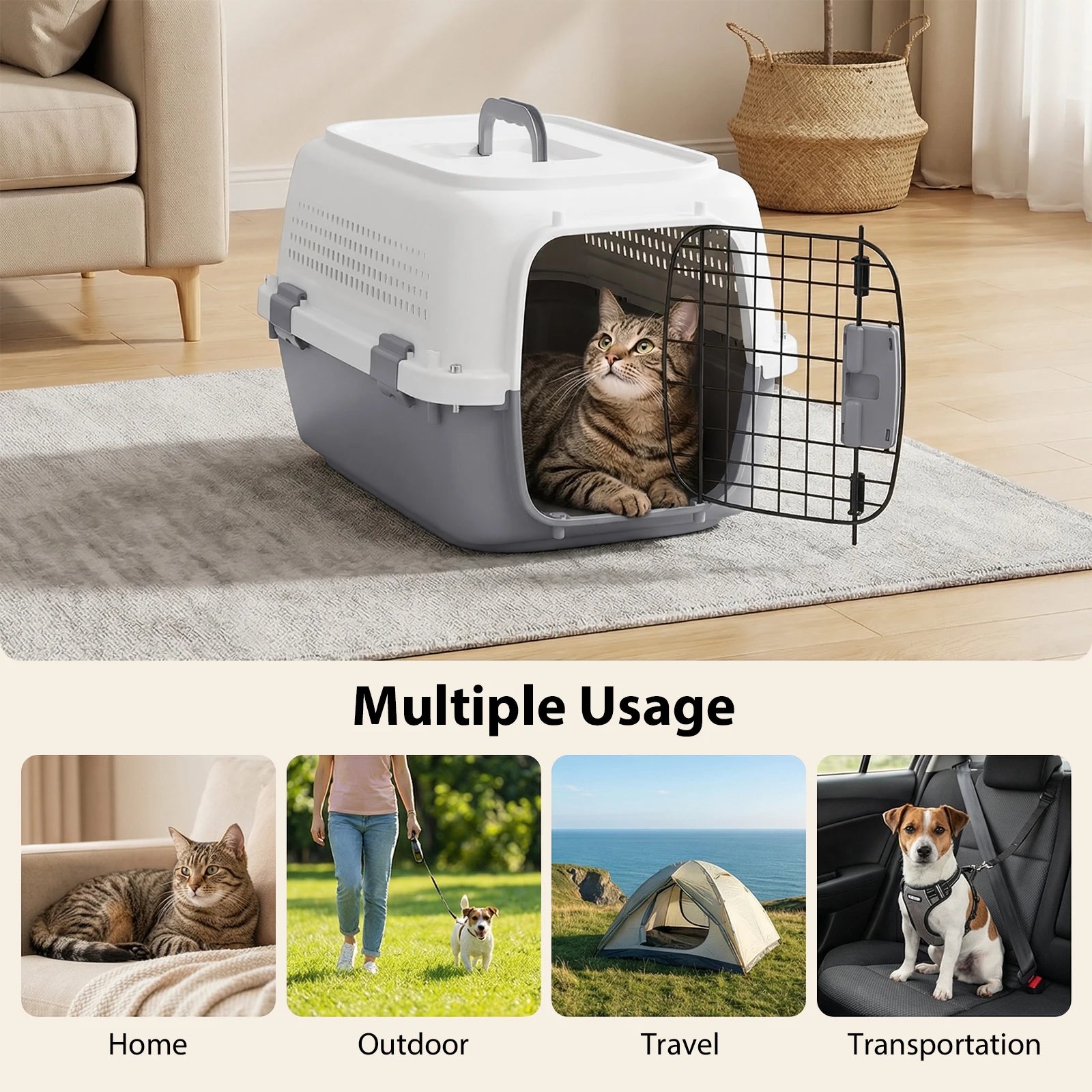 Hard-Sided Pet Carrier – Two-Door Top-Load Travel Kennel for Cats & Dogs - Pet Mode 