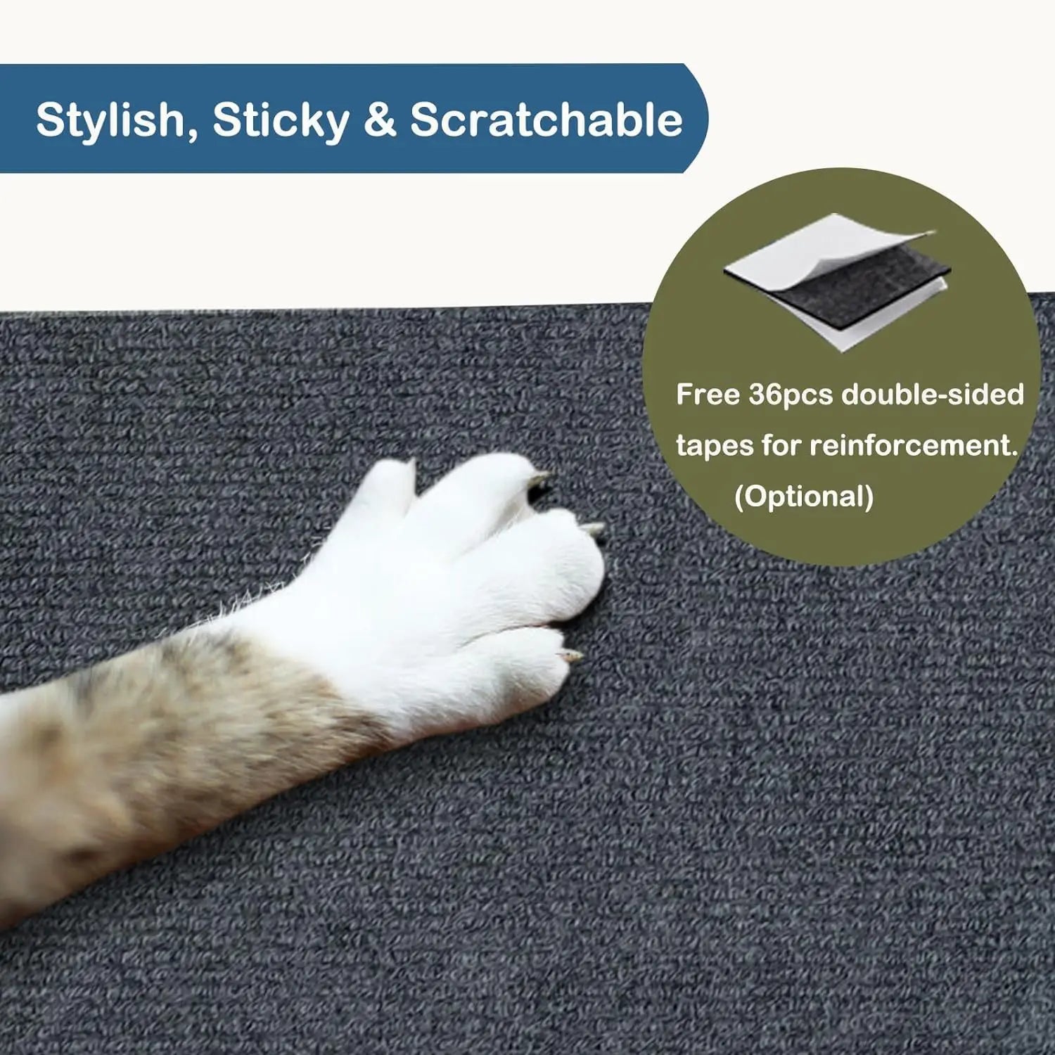 Self-Adhesive Cat Scratching Carpet | Trim-to-Fit Scratch Pad for Cat Trees & Furniture - Pet Mode 