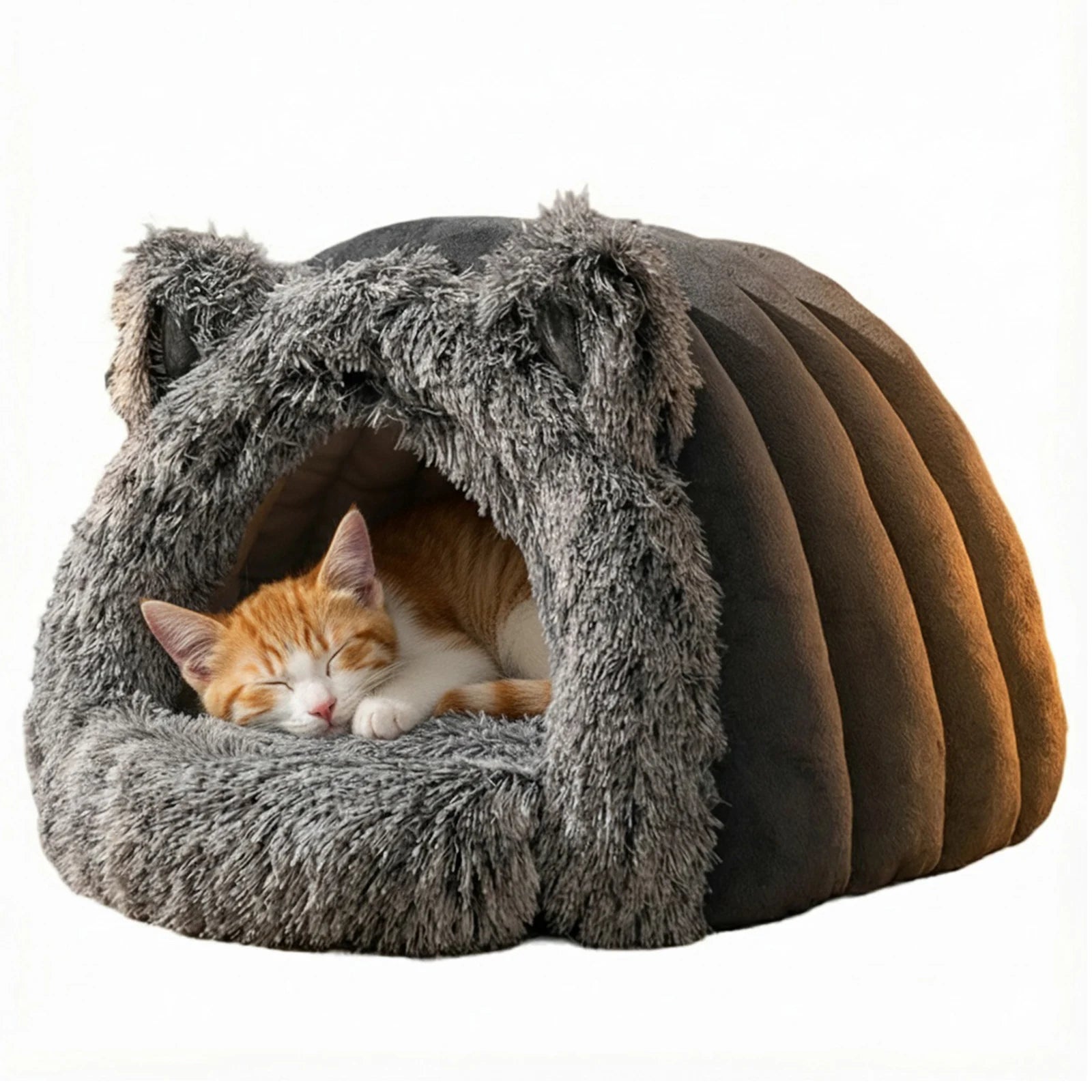 COZY Soft Plush Hooded Cat Bed - Pet Mode 