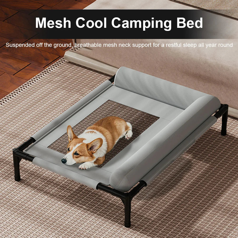 Elevated Cooling Dog Bed | Breathable Mesh Pet Cot with Washable Bolsters - Pet Mode 