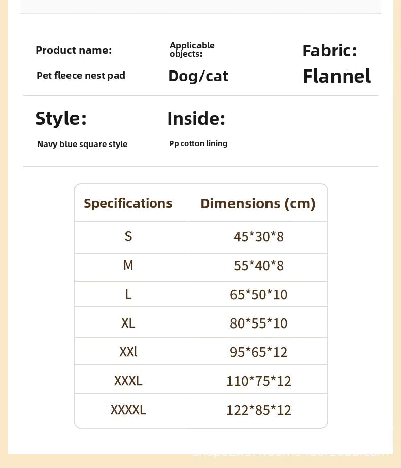 Embossed Velvet Thick Square Pet Mat - Pet Mode 
