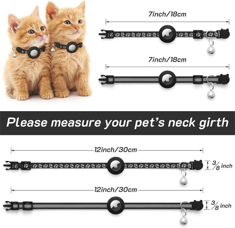 Reflective AirTag Cat Collar | Breakaway Safety Collar with Bell