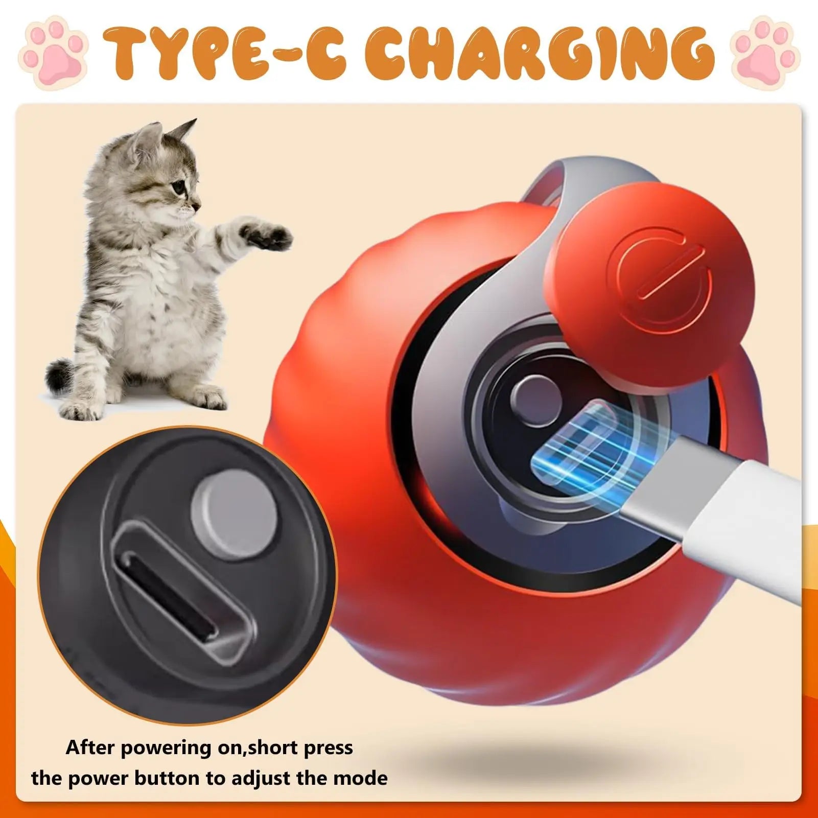 Speedy Tail 2.0 Interactive Cat Toy | Smart Automatic Rolling Ball with Moving Tail - Pet Mode 
