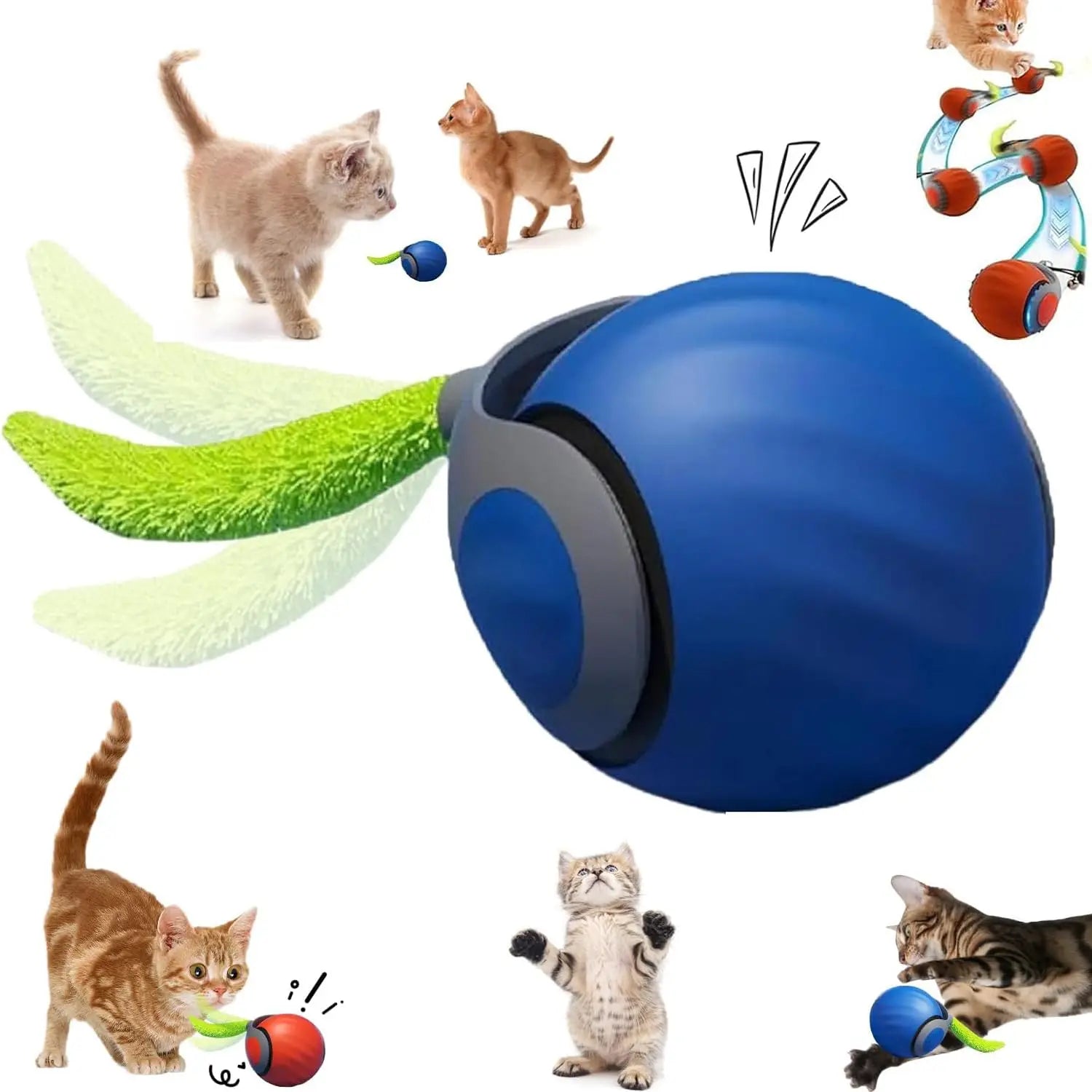 Speedy Tail 2.0 Interactive Cat Toy | Smart Automatic Rolling Ball with Moving Tail - Pet Mode 